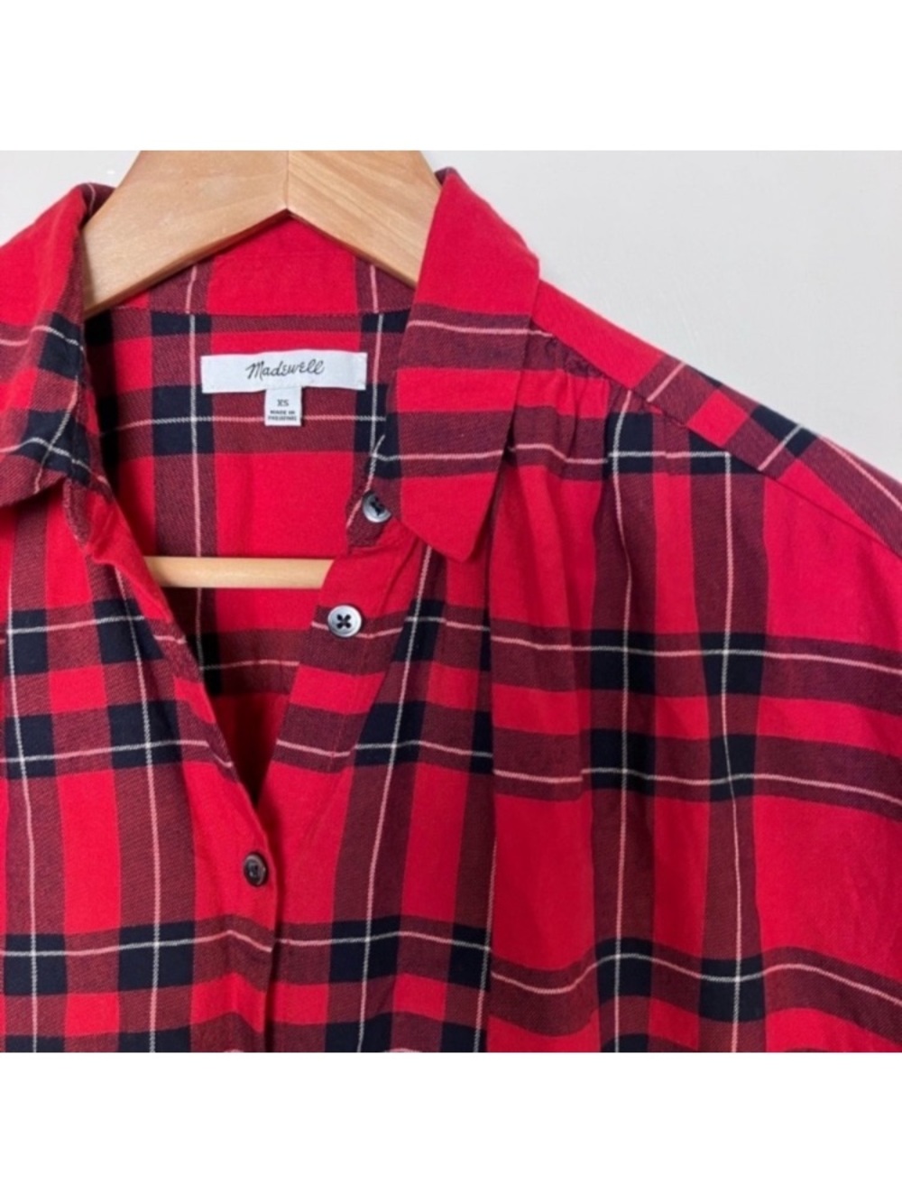 Madewell Central Shirt Red Plaid Dahl Plaid Short-Sleeve Button-Down - Picture 7 of 8